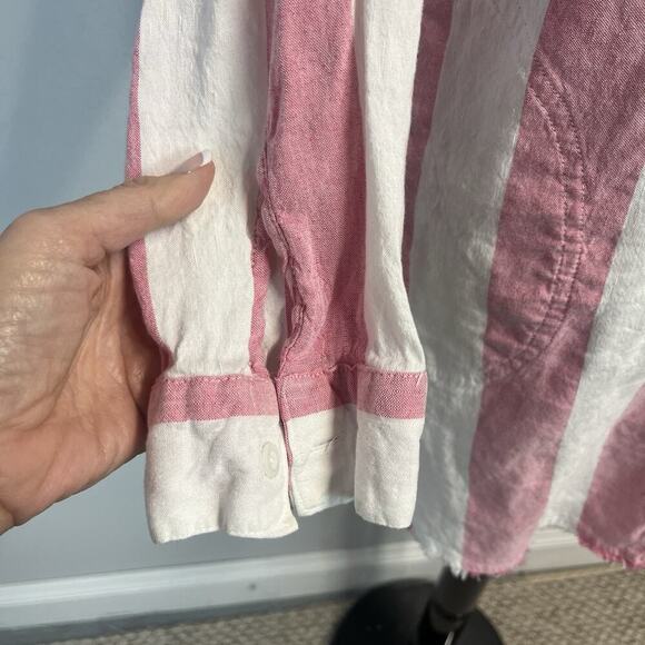 Tommy Bahama Shirt Dress sz Large Red Pink White Striped Linen Pockets Beach #S - Picture 8 of 12